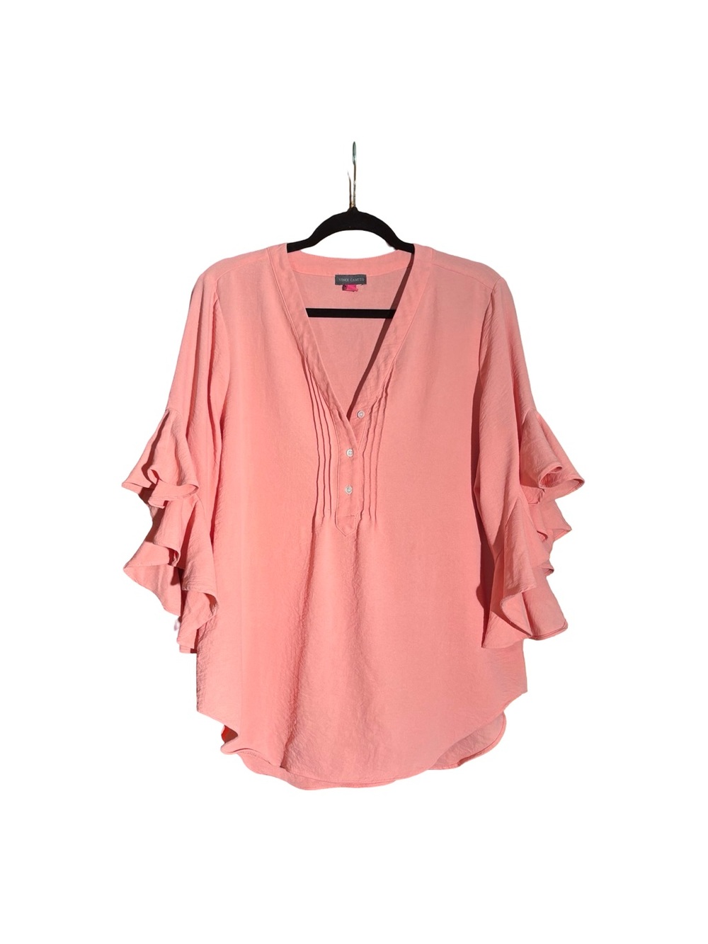 Vince Camuto Flowy Coral Pink Button Blouse- Medium
